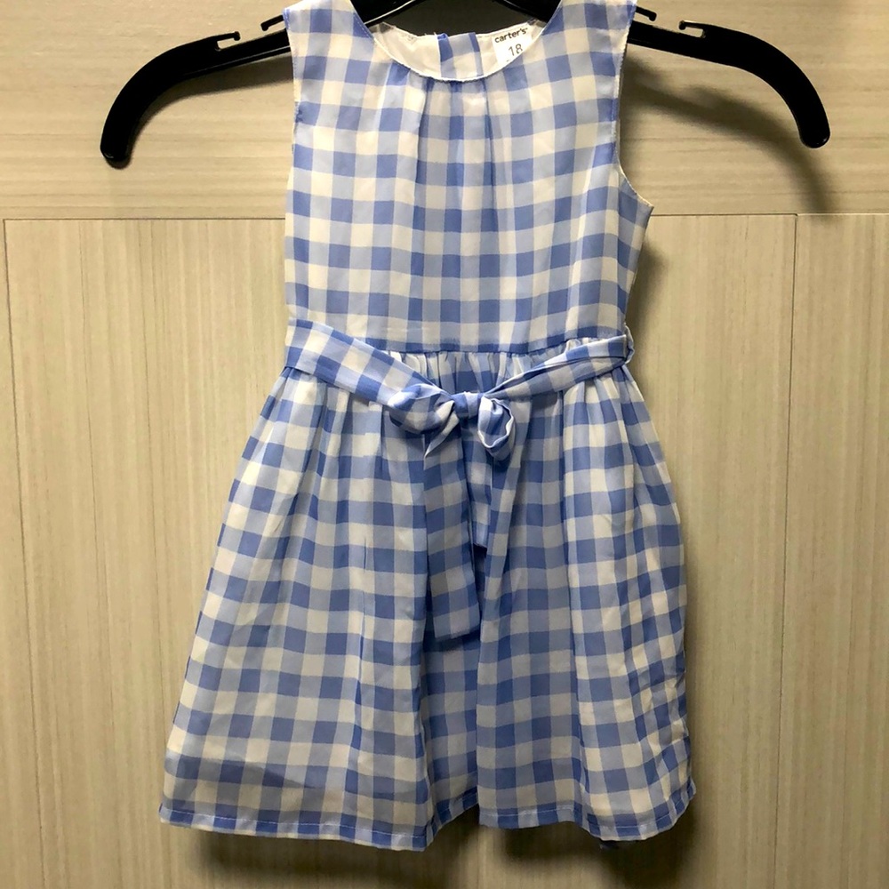 Blue check patterned dress